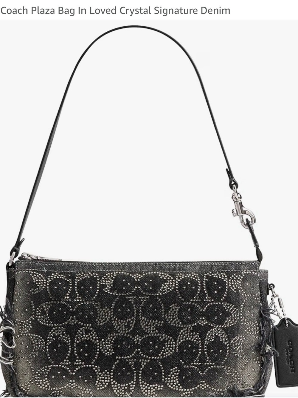 Coach Crystal Signature Denim Shoulder Bag in Black BNWT